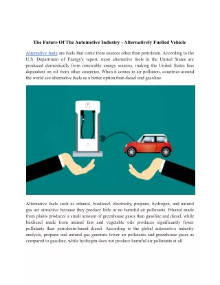 The Future Of The Automotive Industry - Alternatively Fuelled Vehicle