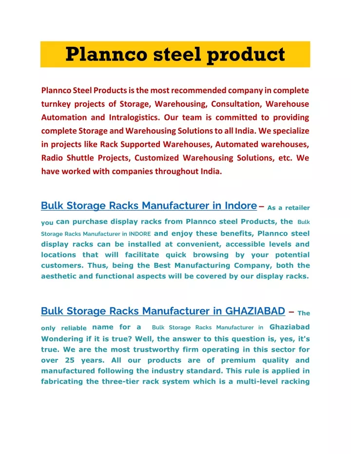 plannco steel product