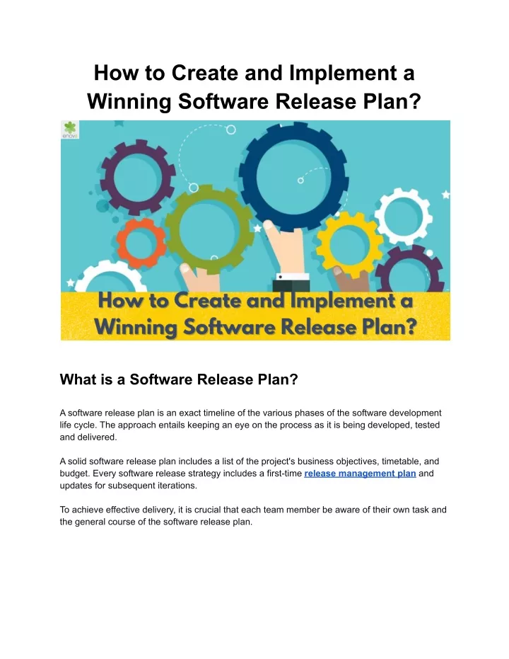 how to create and implement a winning software