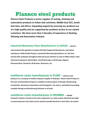 Plannco steel products