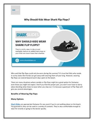 Why Should Kids Wear Shark Flip Flops