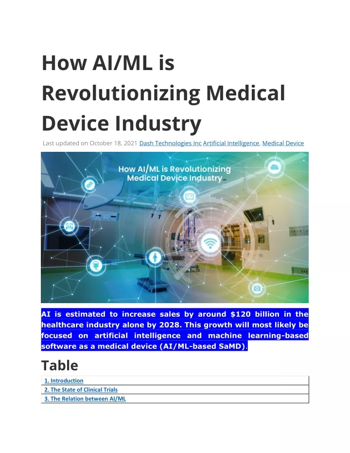 PPT - How AI/ML Is Revolutionizing Medical Device Industry PowerPoint ...