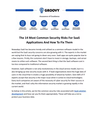 The 14 Most Common Security Risks For SaaS Applications And How To Fix Them