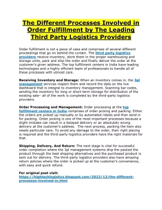 the different processes involved in order