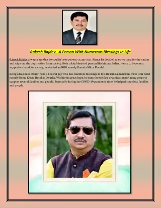 Rakesh Rajdev– A Person With Numerous Blessings In Life