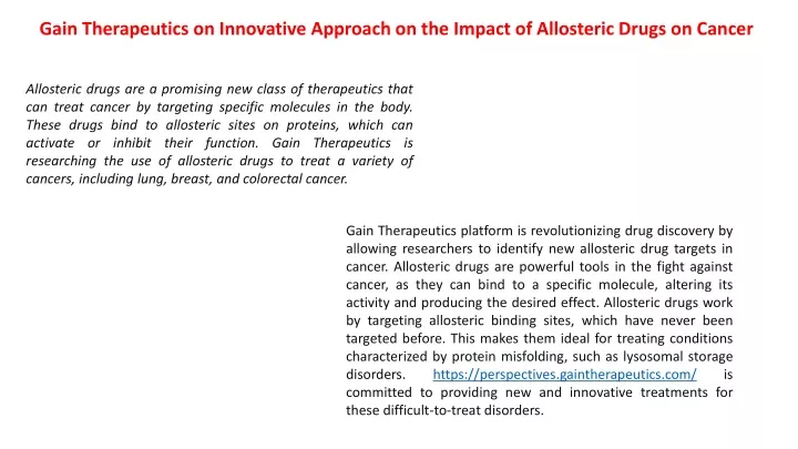 gain therapeutics on innovative approach