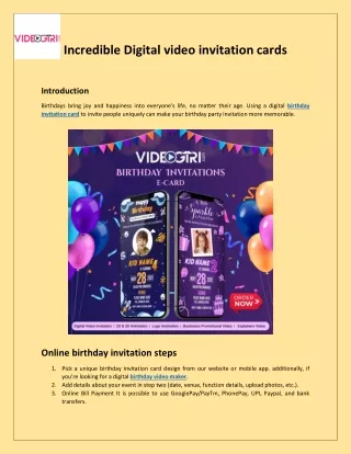 Incredible Digital video invitation cards