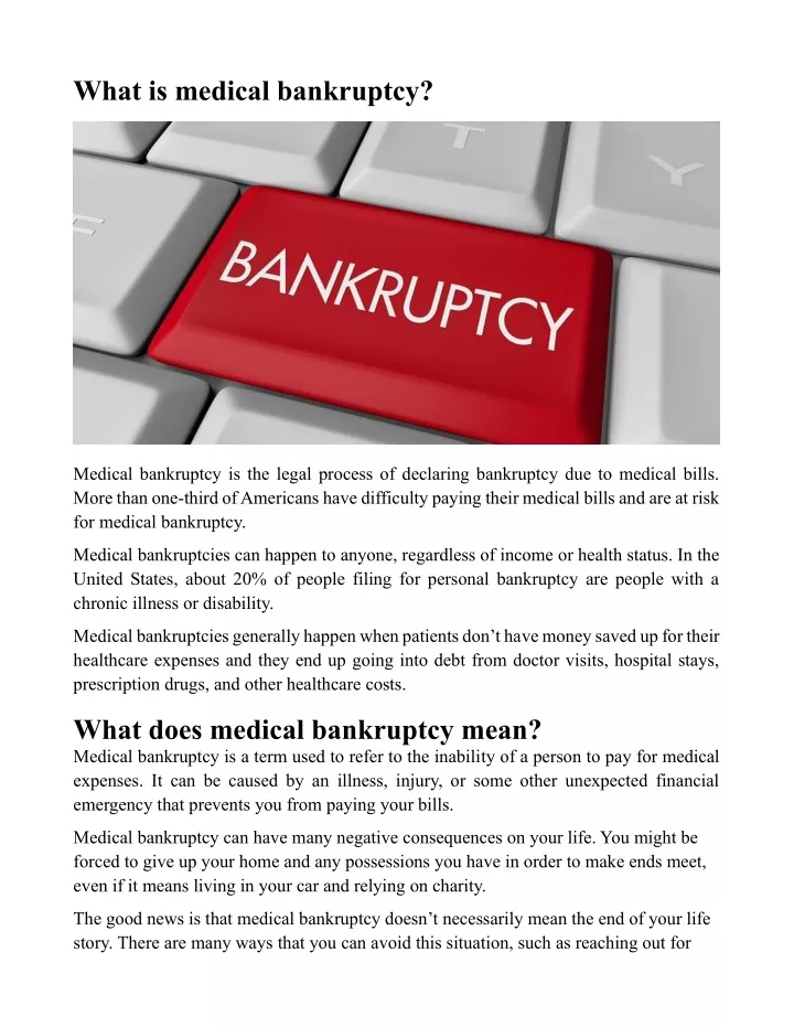 what is medical bankruptcy