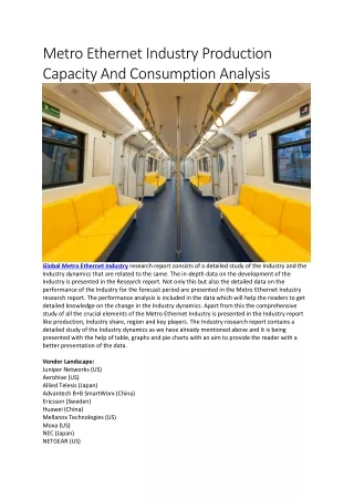 metro ethernet industry production capacity