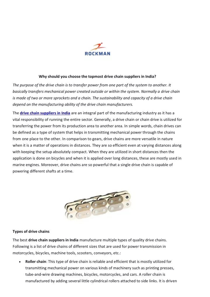 why should you choose the topmost drive chain