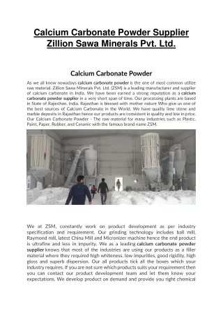 Calcium Carbonate Powder Supplier