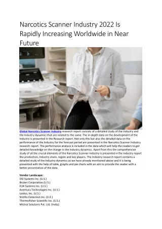 narcotics scanner industry 2022 is rapidly