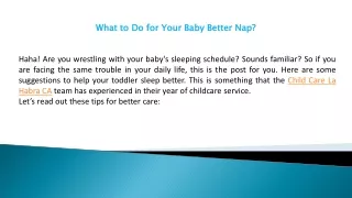 What to Do for Your Baby Better Nap