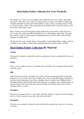 Ideal Indian Fabric Collection