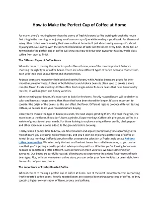 How to Make the Perfect Cup of Coffee at Home