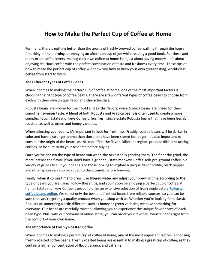 how to make the perfect cup of coffee at home