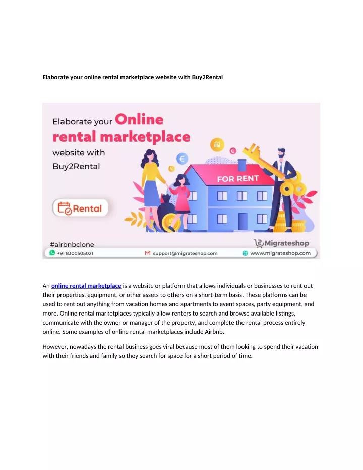 elaborate your online rental marketplace website