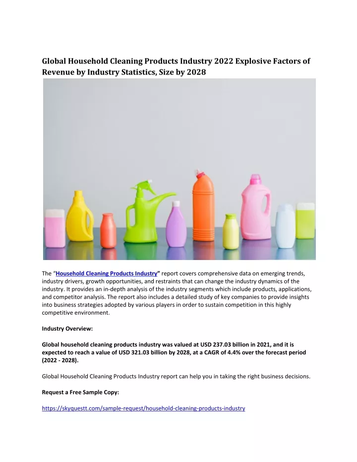 global household cleaning products industry 2022