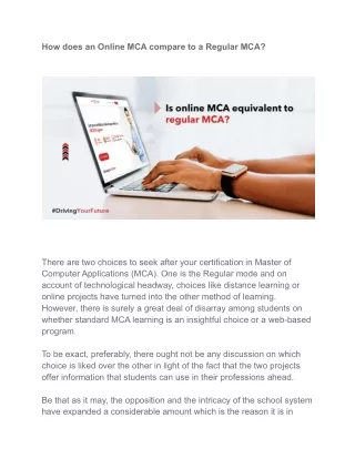 how does an online mca compare to a regular mca