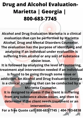 Alcohol and Drug Evaluation Near me-Marietta-Georgia
