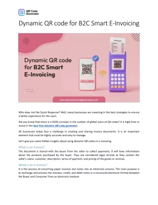 Dynamic QR code for B2C Smart E-Invoicing