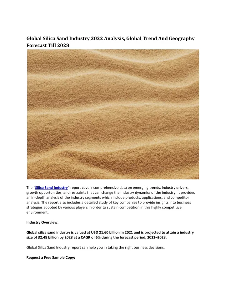 global silica sand industry 2022 analysis global