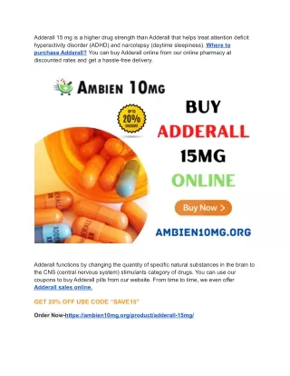 Buy Adderall 15mg Online  Overnight