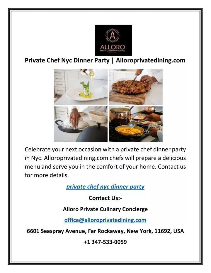 private chef nyc dinner party alloroprivatedining