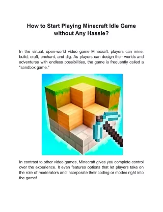 how to start playing minecraft idle game without
