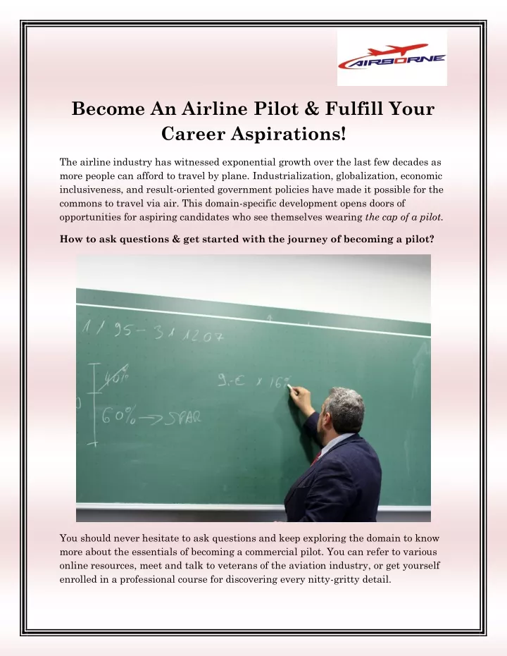 become an airline pilot fulfill your career