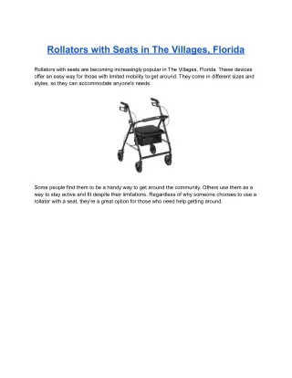 rollators with seats in the villages florida