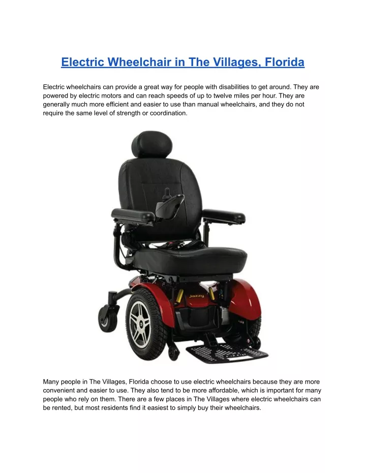 electric wheelchair in the villages florida