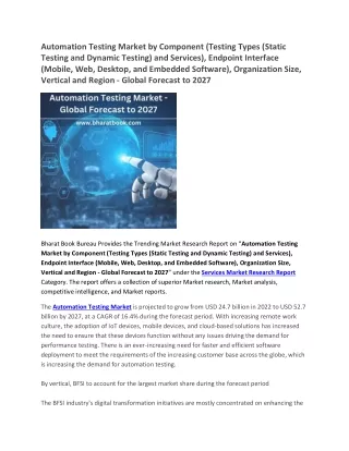 automation testing market by component testing
