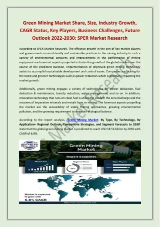 green mining market share size industry growth