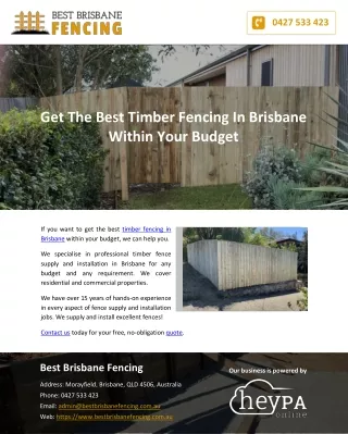 Get The Best Timber Fencing In Brisbane Within Your Budget