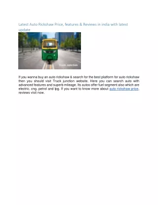 latest auto rickshaw price features reviews