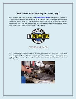 How To Find A Best Auto Repair Service Shop