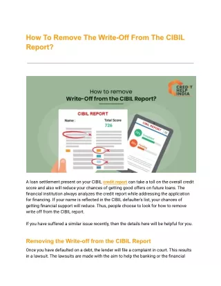 How To Remove The Write-Off From The CIBIL Report