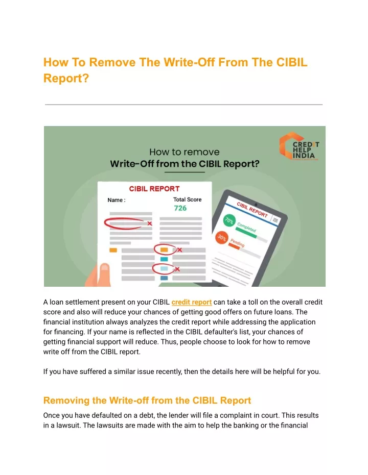 how to remove the write off from the cibil report