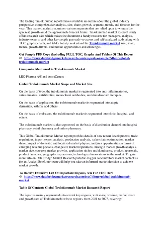 the leading tralokinumab report makes available