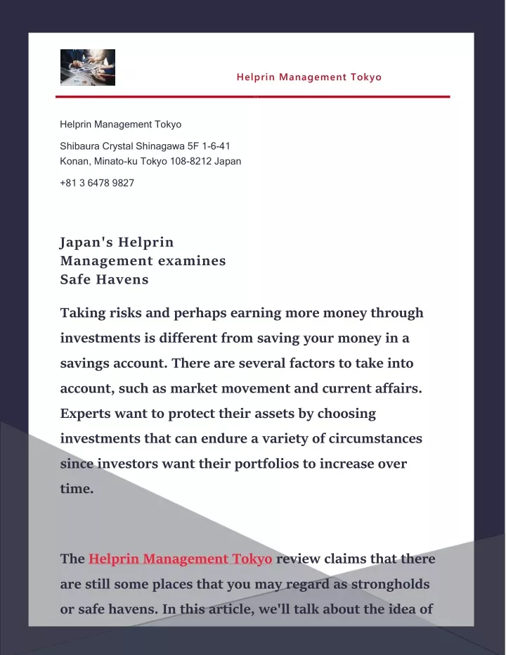 PPT Japan s Helprin Management examines Safe Havens PowerPoint