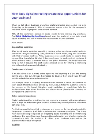 How does digital marketing create new opportunities for your business