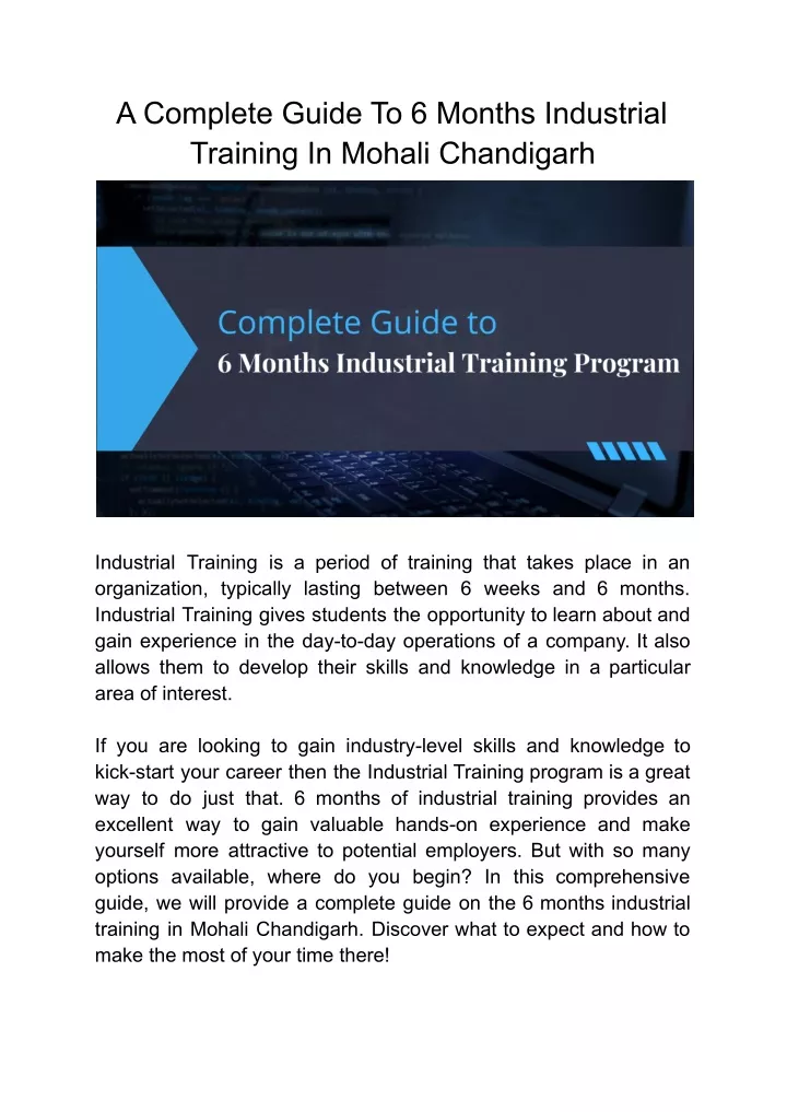 a complete guide to 6 months industrial training