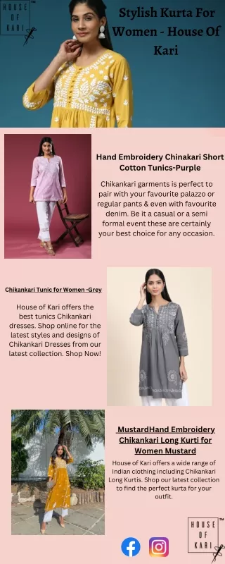 Shop stylish kurta for woman at House of Kari