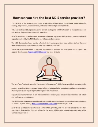 How can you hire the best NDIS service provider