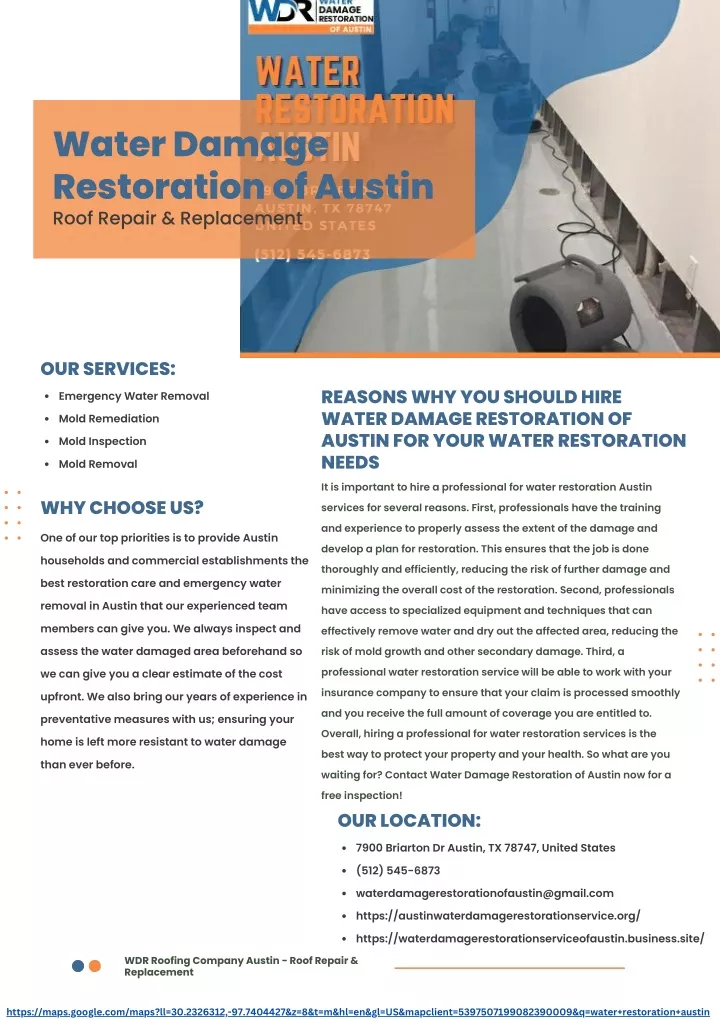 water damage restoration of austin roof repair