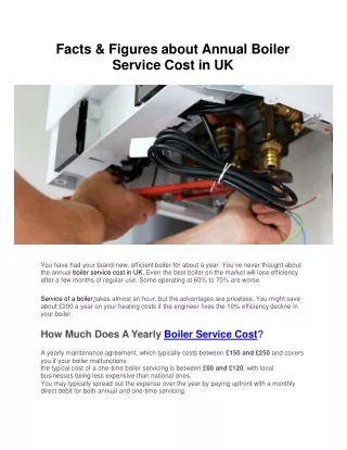 Facts & Figures about Annual Boiler Service Cost in UK