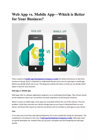 Web App vs. Mobile App—Which is Better for Your Business?