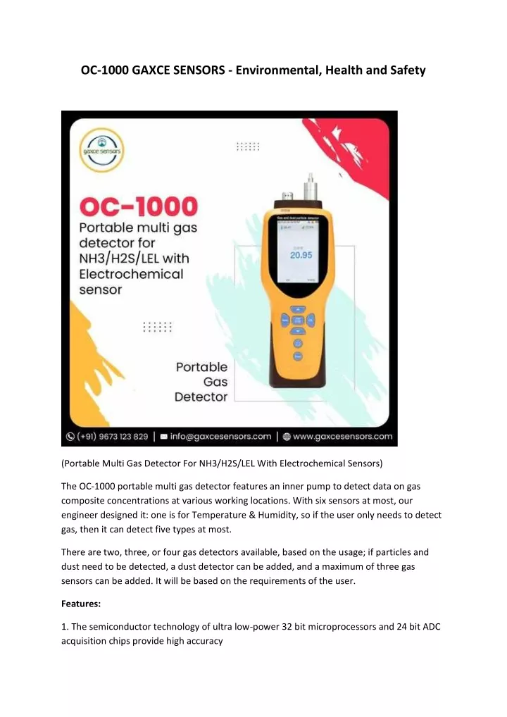 oc 1000 gaxce sensors environmental health