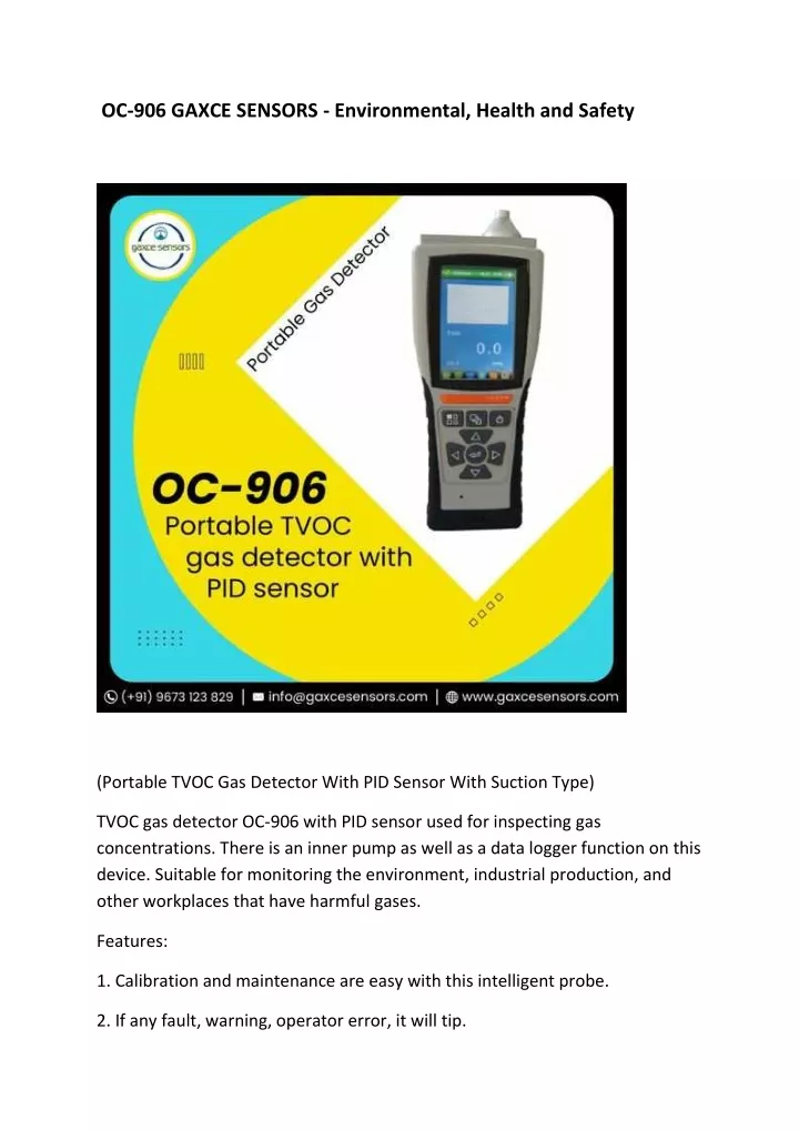 oc 906 gaxce sensors environmental health